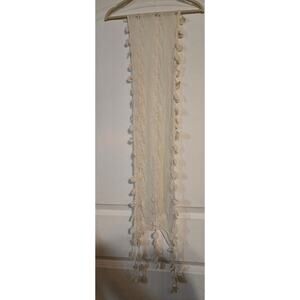White Floral Lace Table Runner with Rosette Trim